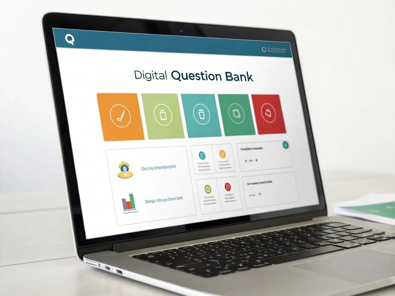 A user-friendly online survey interface displayed on a laptop screen, showcasing various question types and response options.